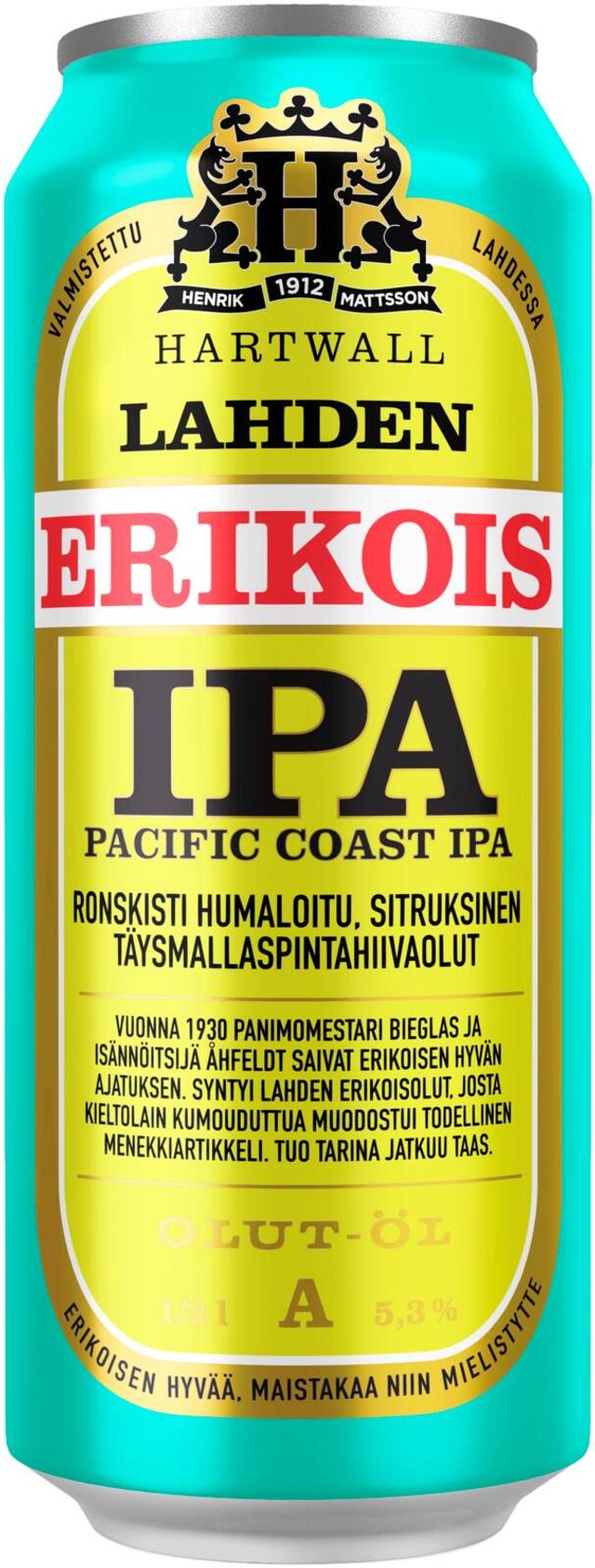 Lahden Erikois Pacific Coast IPA olut 5,3% 0,5 l
