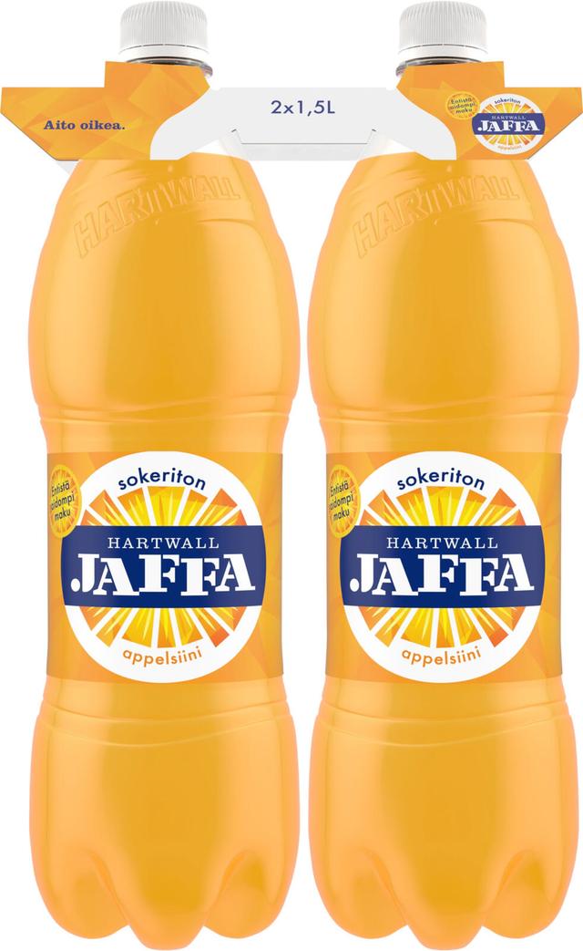 2 x Hartwall Jaffa Appelsiini Sokeriton virvoitusjuoma 1,5 l