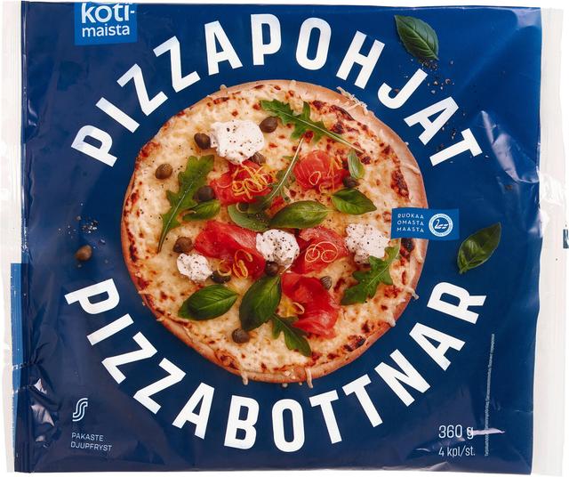 Kotimaista Pizzapohja 4kpl/360g pakaste esipaistettu pizzapohja