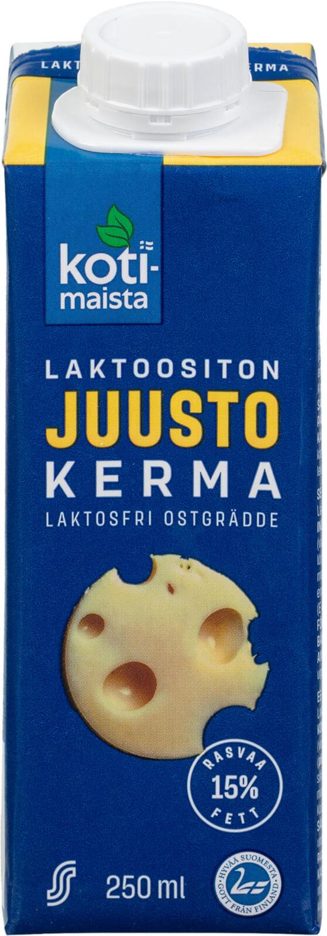 Kotimaista laktoositon juustolla maustettu ruokakerma 15% 250ml