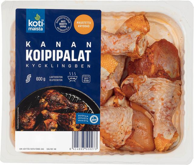 Kotimaista kanan koipipalat maustettu 600 g