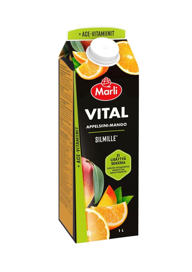 Marli Vital Appelsiini-mangomehujuoma + ACE-vitamiinit ei lisättyä sokeria 1L