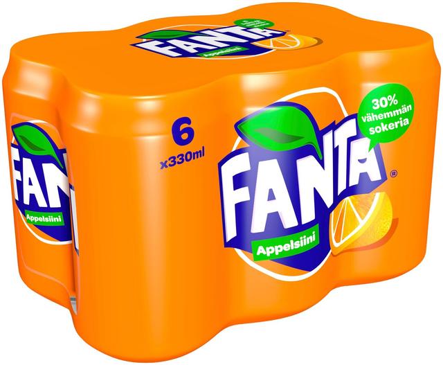 6-pack Fanta Appelsiini virvoitusjuoma tölkki 0,33 L