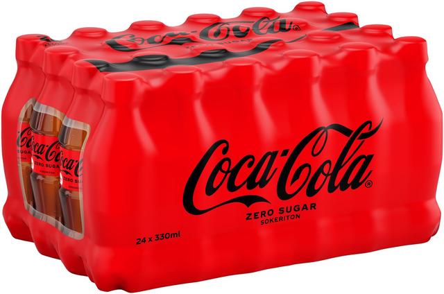 24-pack Coca-Cola Zero Sugar virvoitusjuoma muovipullo 0,33 L