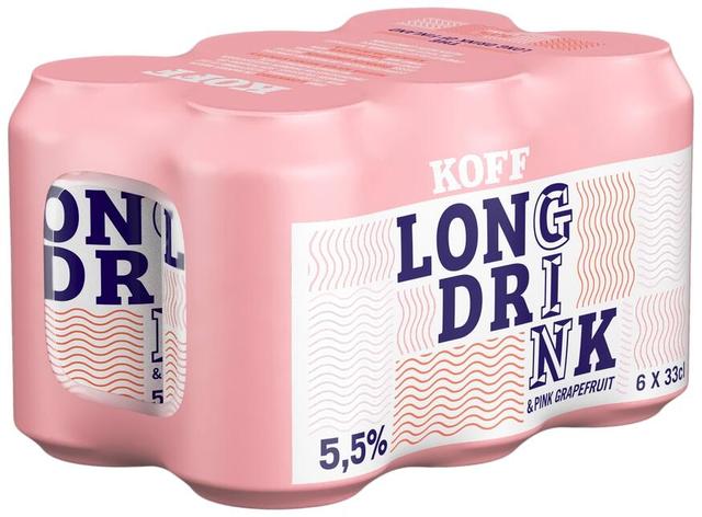 6-pack Koff Long Drink Pink Grapefruit 5,5 % tölkki 0,33 L