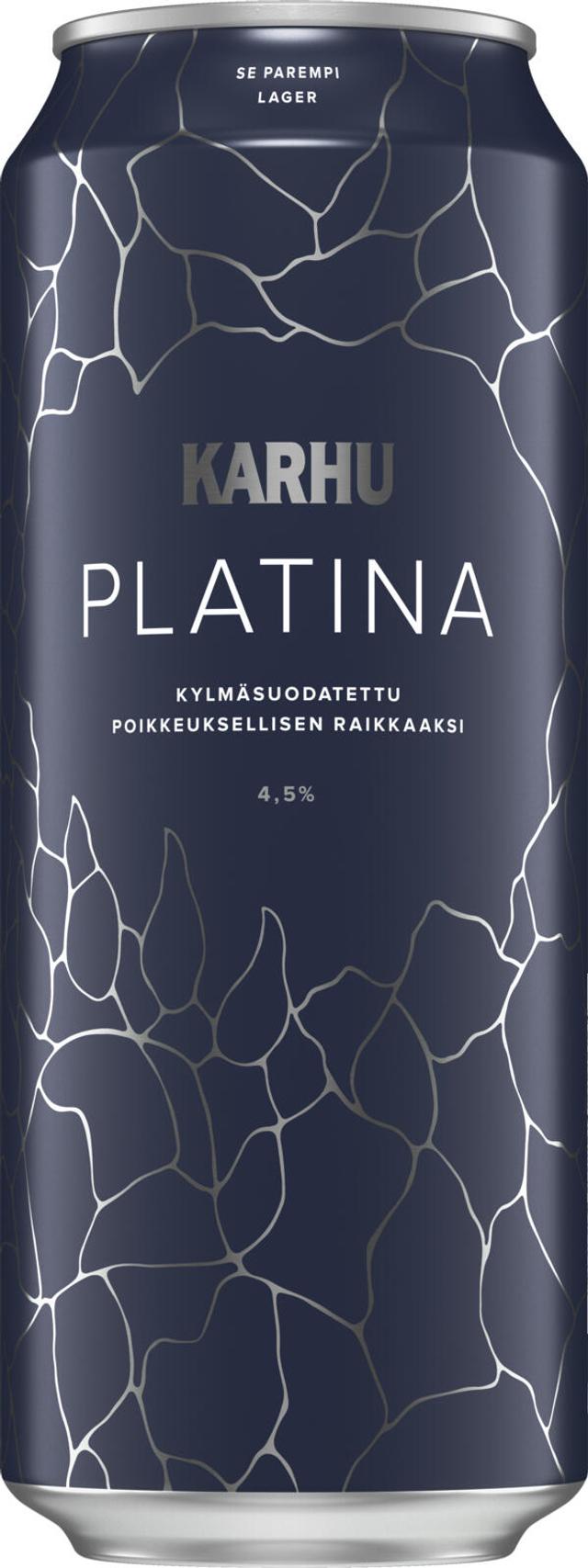 Karhu Platina Lager olut 4,5 % tölkki 0,5 L