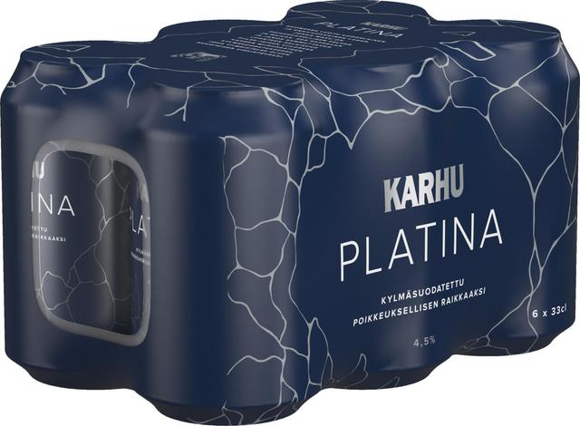 6-pack Karhu Platina Lager olut 4,5 % tölkki 0,33 L