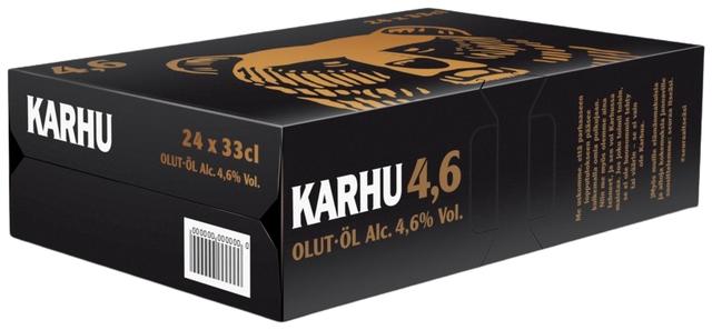 24-pack Karhu Lager olut 4,6% tölkki 0,33 L pahvilaatikossa