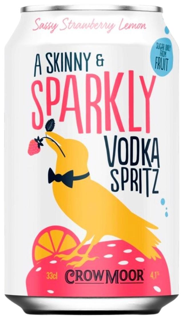 Crowmoor Vodka Spritz Sassy Strawberry Lemon maustettu alkoholijuoma 4,1 % tölkki 0,33 L