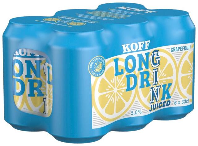 6-pack Koff Long Drink Juiced Grapefruit long drink 5,0 % tölkki 0,33 L