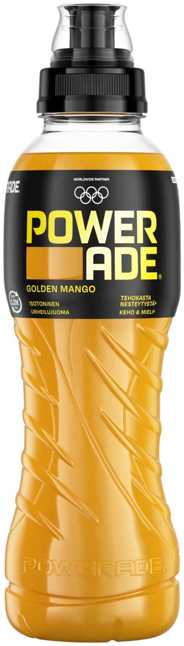 Powerade Golden Mango urheilujuoma muovipullo 0.5 L