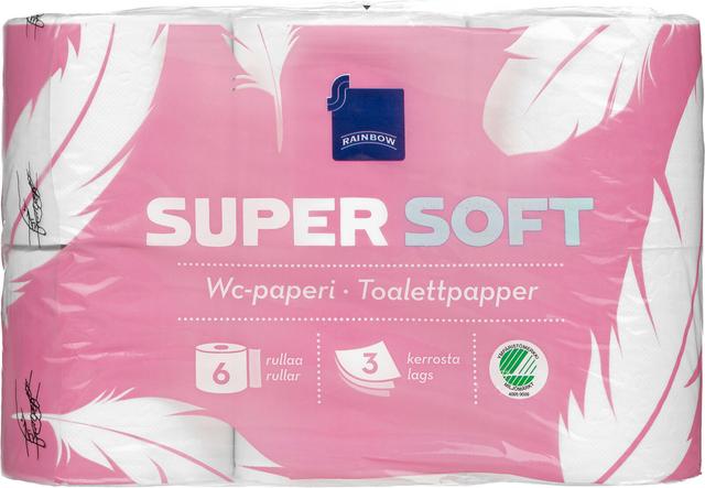 Rainbow super soft WC-paperi 6rl valkoinen