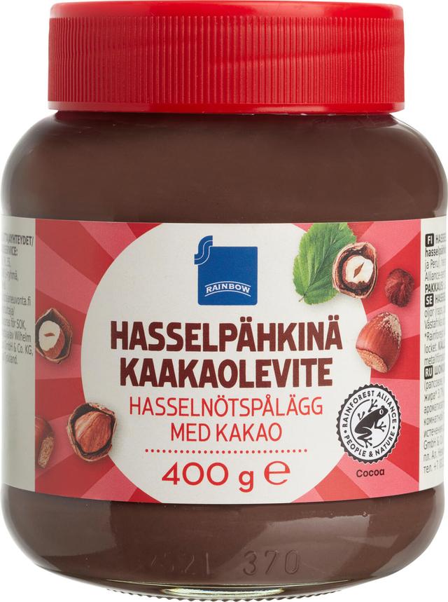 Rainbow 400g hasselpähkinä-kaakaolevite