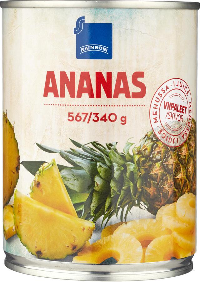 Rainbow ananasviipaleet ananasmehussa 340 g