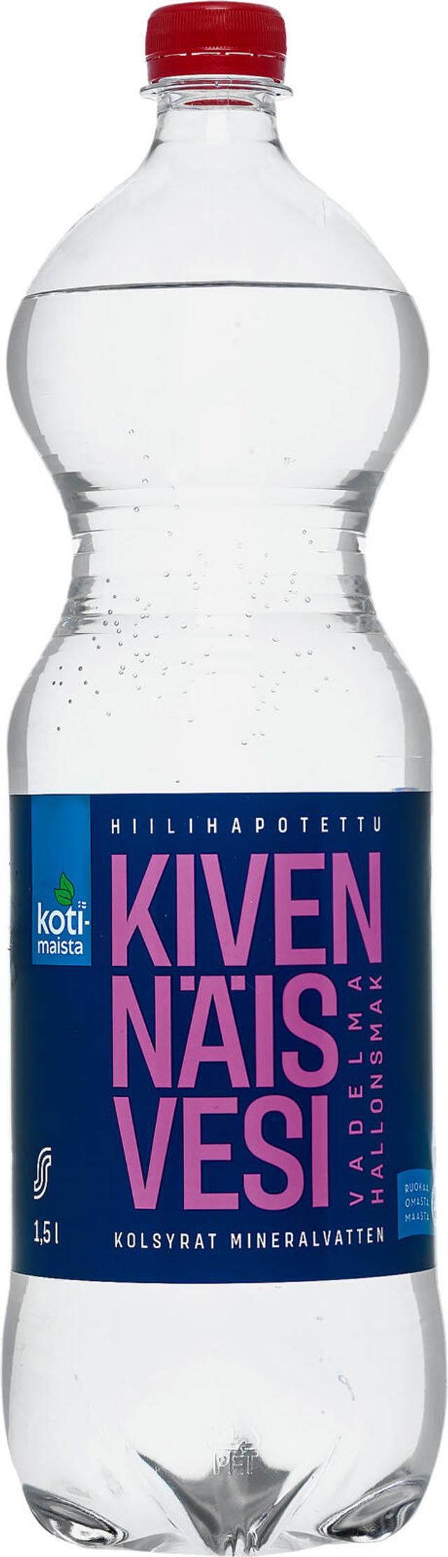 Kotimaista Kivennäisvesi vadelma kevyesti hiilihapotettu 1,5l