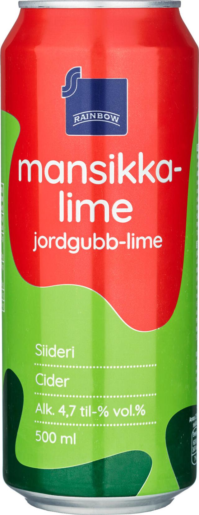 Rainbow Mansikka-Lime siideri 4,7% 0,5 l tlk