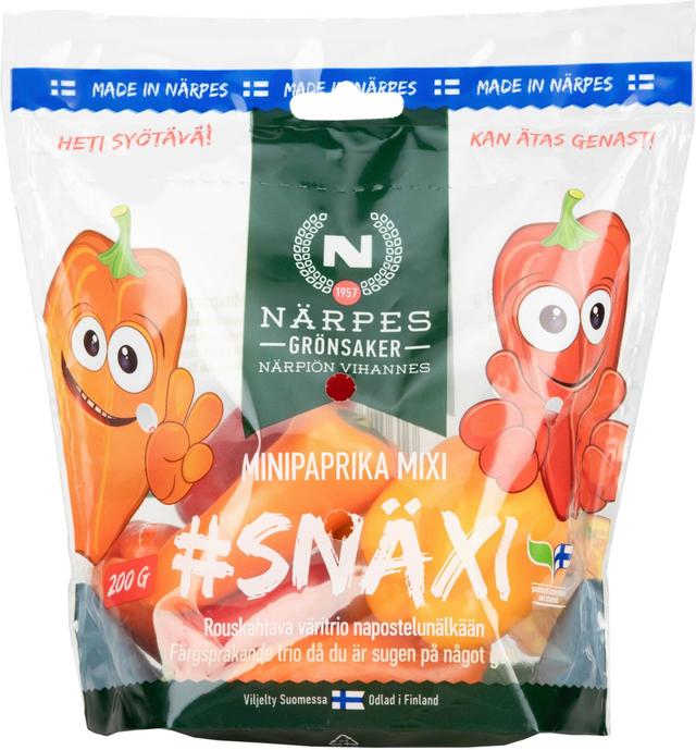 Närpiön Vihannes Snäxi minipaprika mixi 200g 1lk Suomi