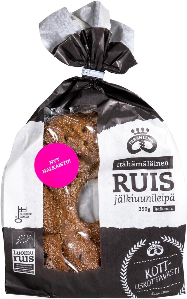 Pekan Leipä Itähämäläinen 100% Ruisjälkiuunileipä halkaistu 350 g luomu