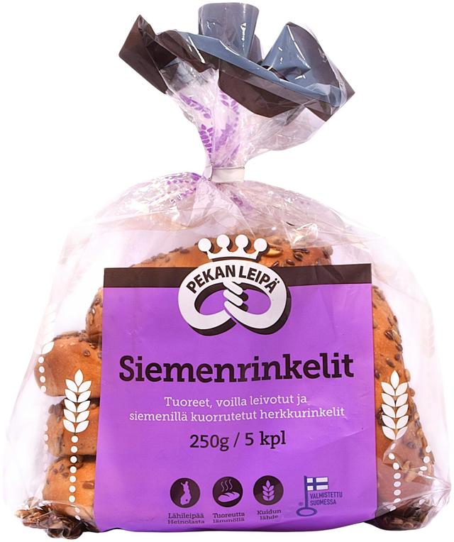 Pekan Leipä Siemenrinkeli 5kpl 250g