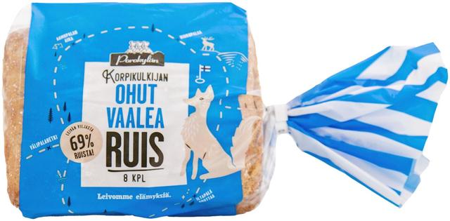 Porokylän Korpikulkijan Ohut Vaalea Ruispala 8 kpl / 320 g ohut ruispalaleipä