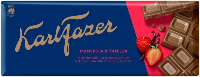 Karl Fazer mansikka ja vanilja suklaalevy 190g