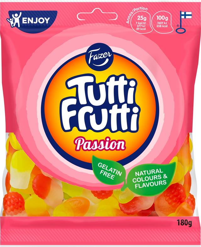 Fazer Tutti Frutti Passion karkkipussi 180g