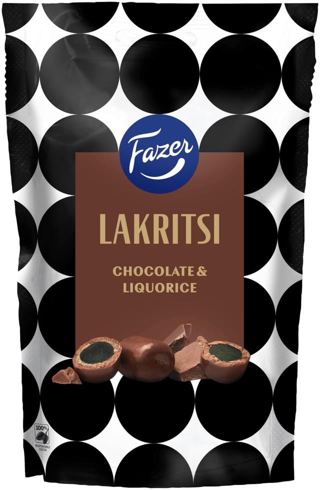 Fazer Lakritsi Chocolate Liquorice karkkipussi 140g