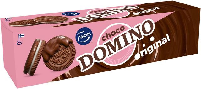 Fazer Domino Choco Original maitosuklaalla kuorrutettu keksi 180g