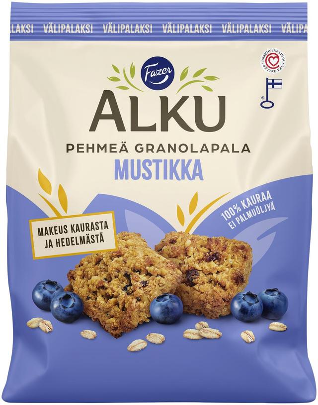 Fazer Alku Pehmeä granolapala mustikka välipalakeksi 120g