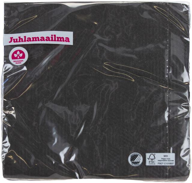 Juhlamaailma lautasliina kohokuvio musta 33 x 33 cm 20 kpl