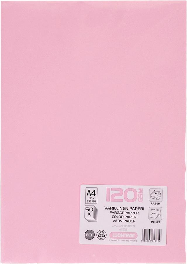 Luontevat A4 50 kpl värillinen tulostuspaperi 120 gsm vaaleanpunainen