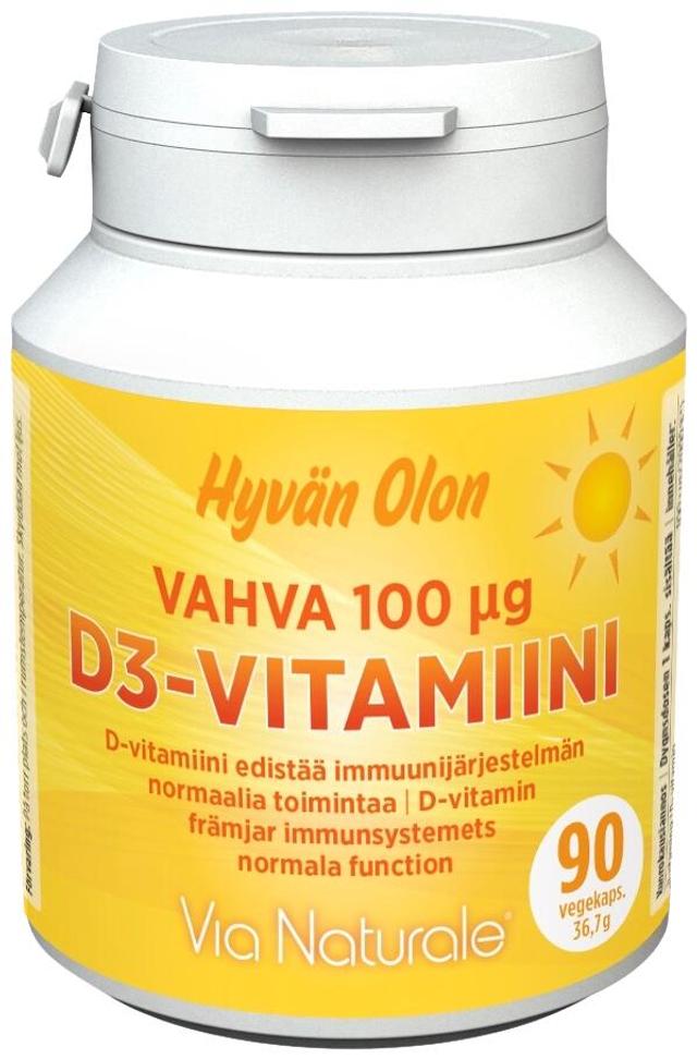 Hyvän Olon Vahva D3-vitamiini100 µg 90 vegekaps Via Naturale