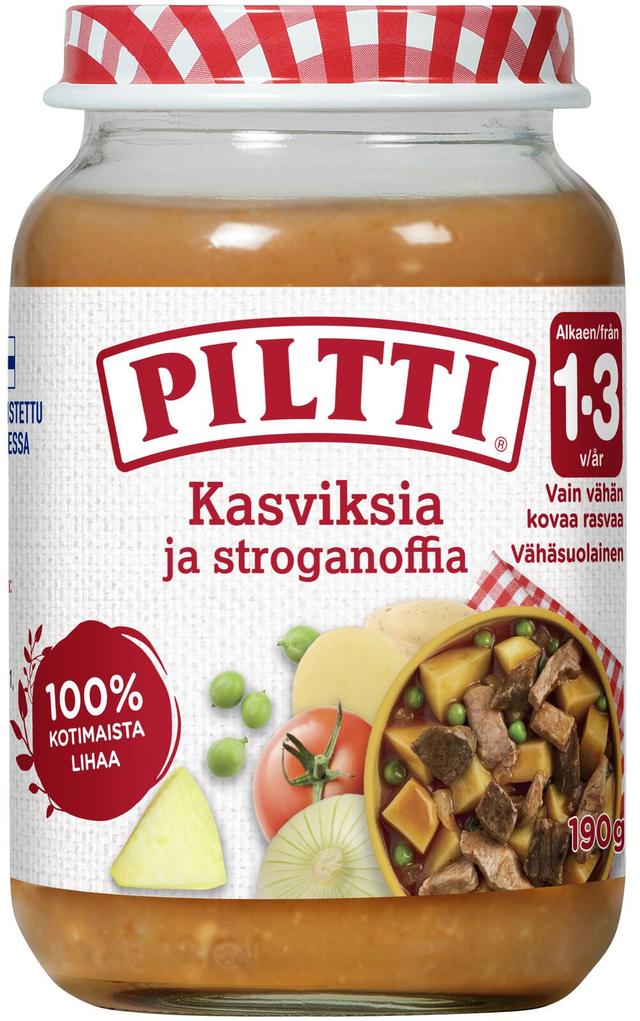 Piltti 190g Kasviksia ja stroganoffia lastenateria 1-3v