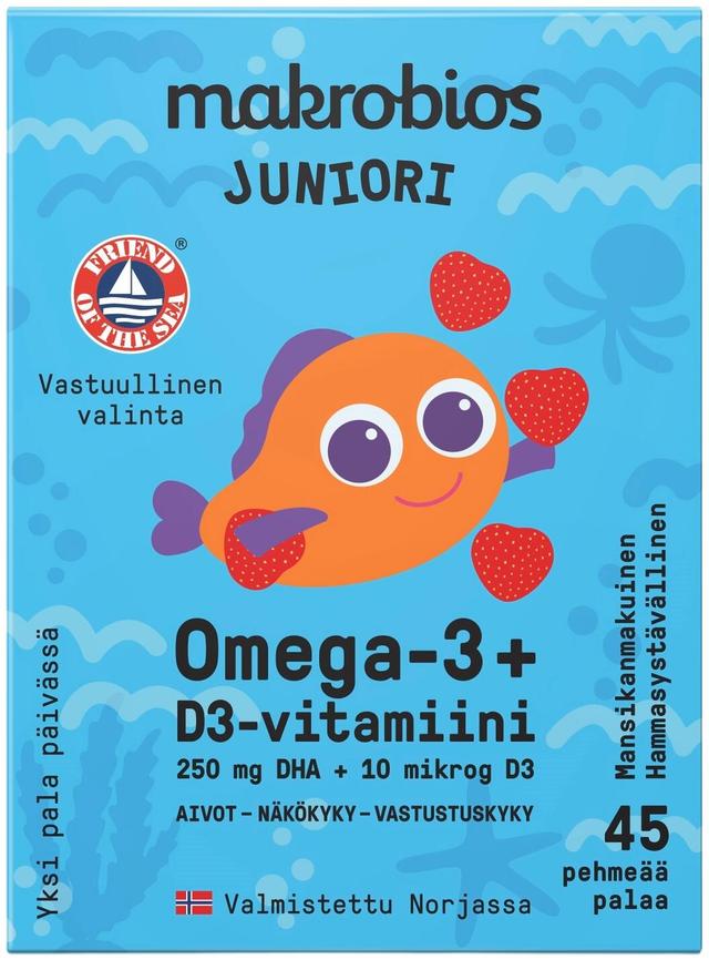 Makrobios Juniori Omega-3 + D3-vitamiini 45 kpl 63g