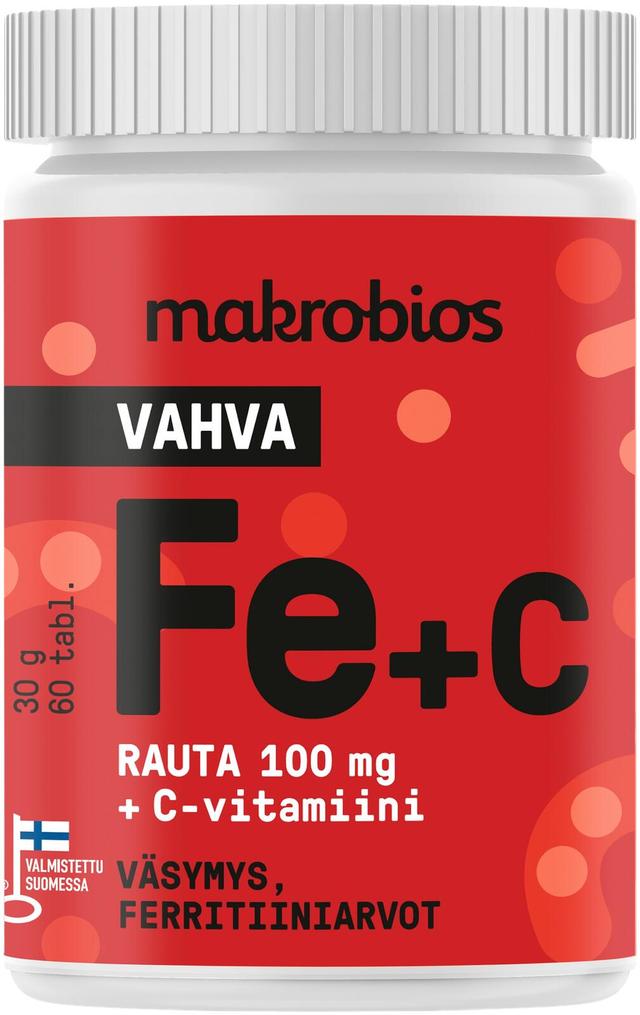 Makrobios Vahva Rauta 100mg+ C vitamiini 60 tablettia 30g