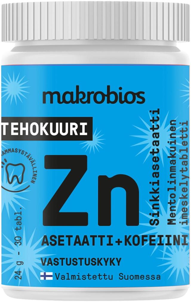 Makrobios Tehokuuri Sinkkiasetaatti +kofeiini 30 tablettia 24g