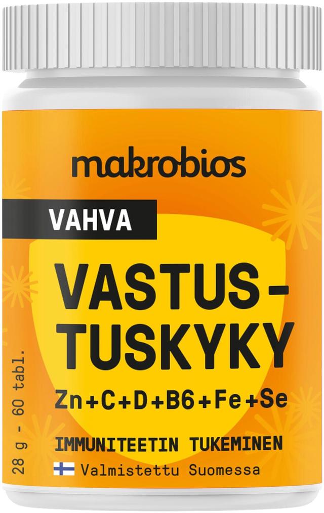 Makrobios Vahva vastustuskyky Zn+C+D+B6+Fe+Se 60 tablettia 28g