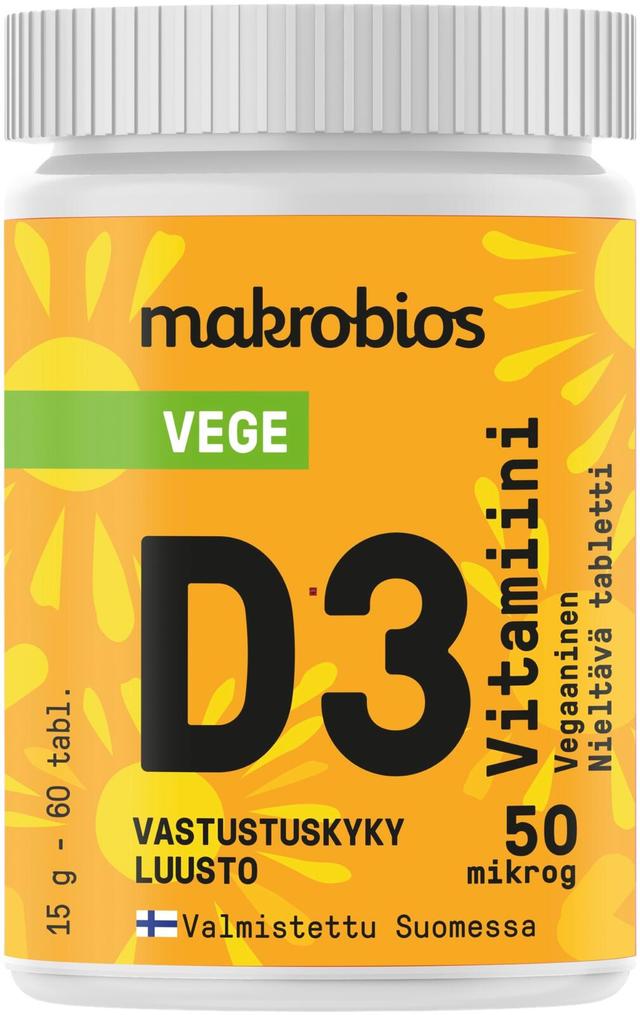 Makrobios Vege D3-vitamiini 50mcg 60 tablettia 15g