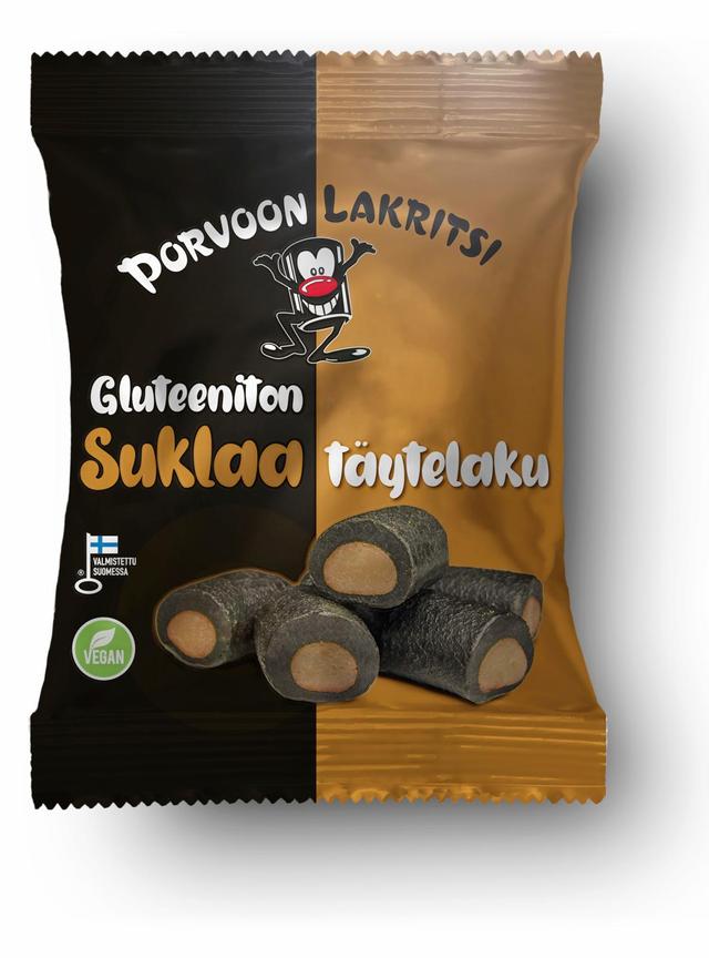 Porvoon Lakritsi Gluteeniton täytelakritsi suklaa150g suklaanmakuinen täytelakritsi