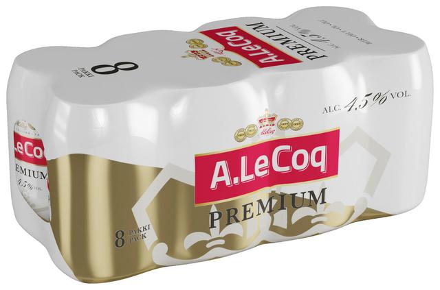 8 x A. Le Coq Premium 4,5% olut 0,33 l tlk kutiste