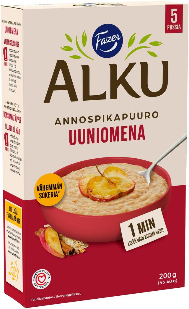 Fazer Alku Uuniomena annospikapuuro 200 g (5 x 40 g)