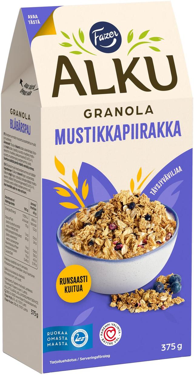 Fazer Alku Mustikkapiirakka granola 375 g