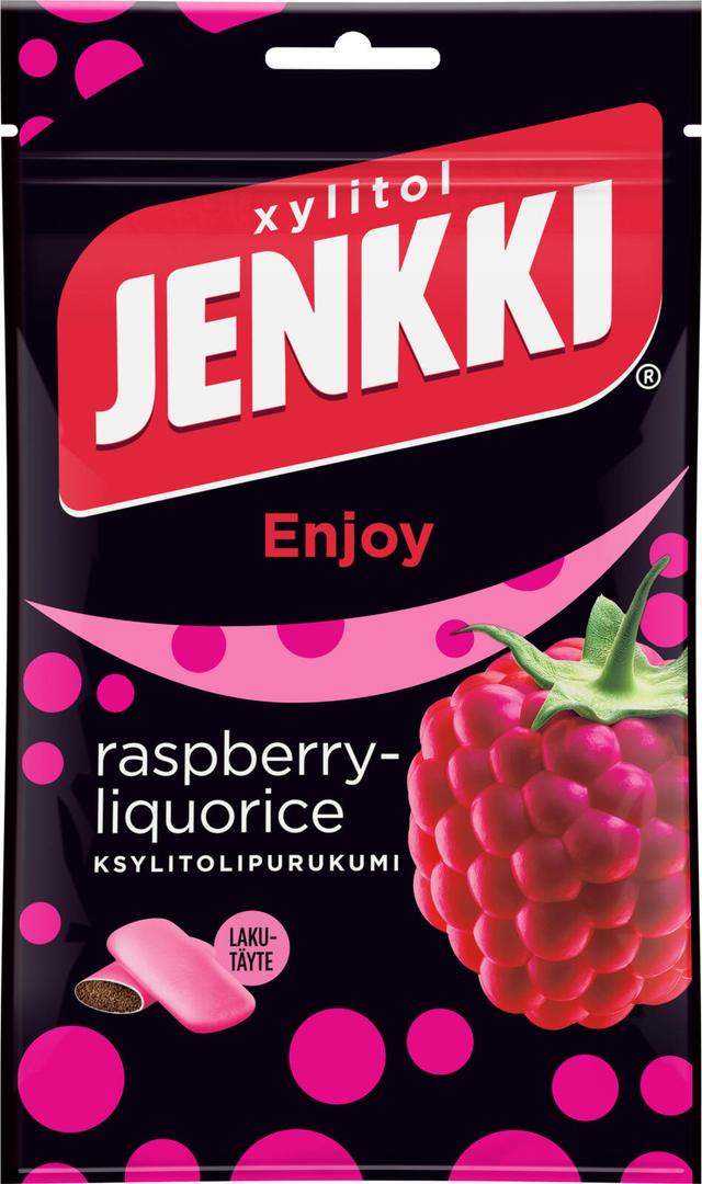 Jenkki Enjoy Raspberry-Liquorice ksylitolipurukumi 100g