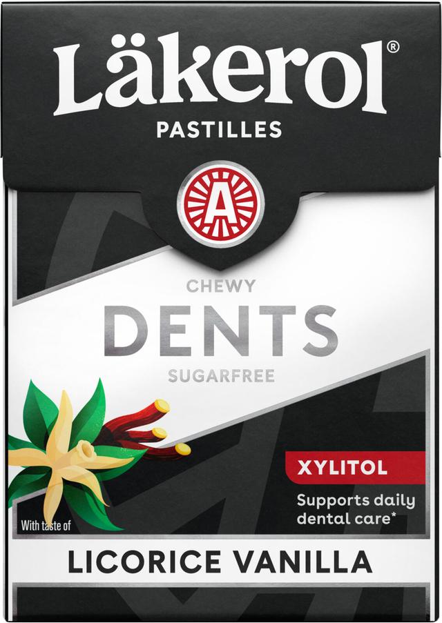 Läkerol Dents Licorice vanilla ksylitolipastilli 85g