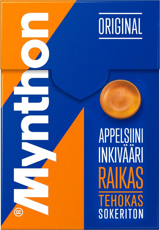 Mynthon Original Appelsiini-Inkivääri sokeriton +C kurkkupastilli 85g