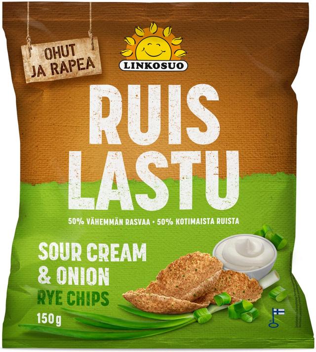 Linkosuon Ohut Ruislastu sour cream & onion 150 g