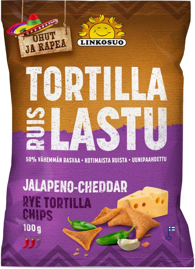 Linkosuo Ruis Tortilla Lastu Jalapeno-Cheddar 100 g