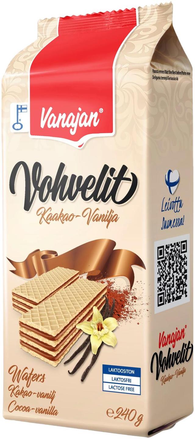 Vanajan Kaakao-vaniljavohveli 240g