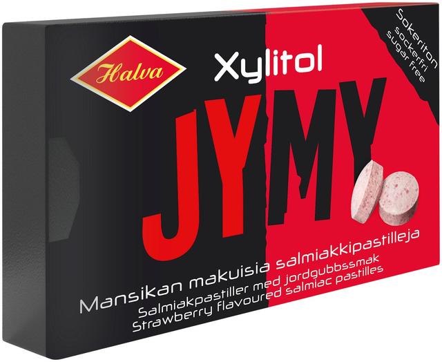 Halva Jymy Xylitol Mansikan makuisia salmiakkipastilleja 30 g