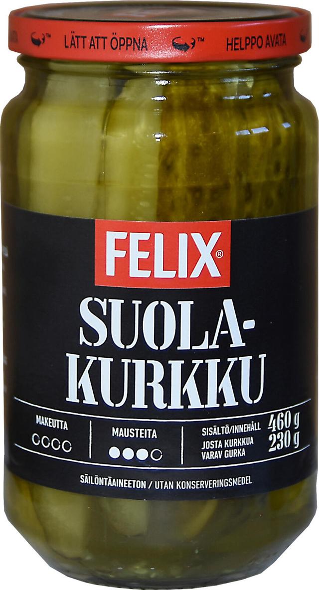 Felix lohkottuja kurkkuja suolamausteliemessä 460/230g